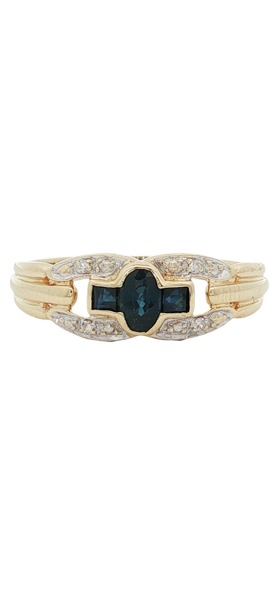Vintage 14K Gold Ring with Sapphire and Diamond
